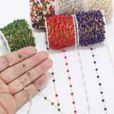 1 Meter Handmade 3.5mm Abacus Glass Beads Golden Chains for Necklaces Bracelets
