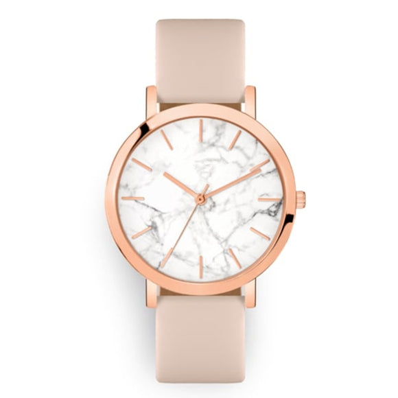 New Fashion Marble Women Watch Simple Casual Leather