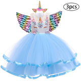 Girls Dress 3Pcs Kids Dresses For Girls Unicorn Party Dress Toddler Christmas Costume