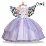 Girls Dress 3Pcs Kids Dresses For Girls Unicorn Party Dress Toddler Christmas Costume