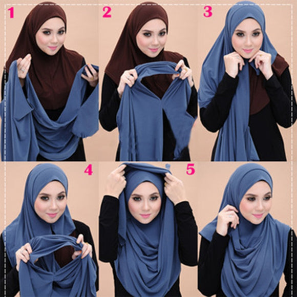 2019 Muslim Double Loop chiffon hijab scarf femme musulman