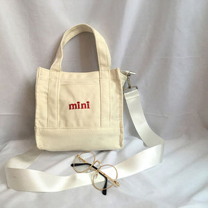 Mini Shopping Bag  White Casual Totes Canvas Totes Beach Bag