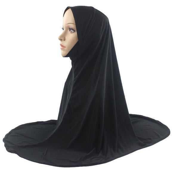 Muslim Islamic Hijab Scarf One Piece Woman Amira Fashion Solid Color Soft and Stretch Material